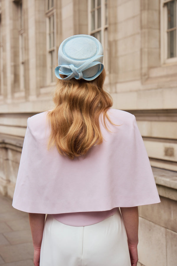 Ilithyia Pillbox in Straw with Bow Jane Taylor London