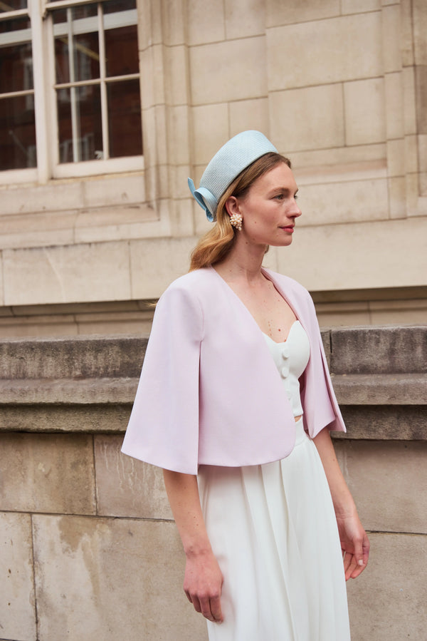 Ilithyia Pillbox in Straw with Bow Jane Taylor London