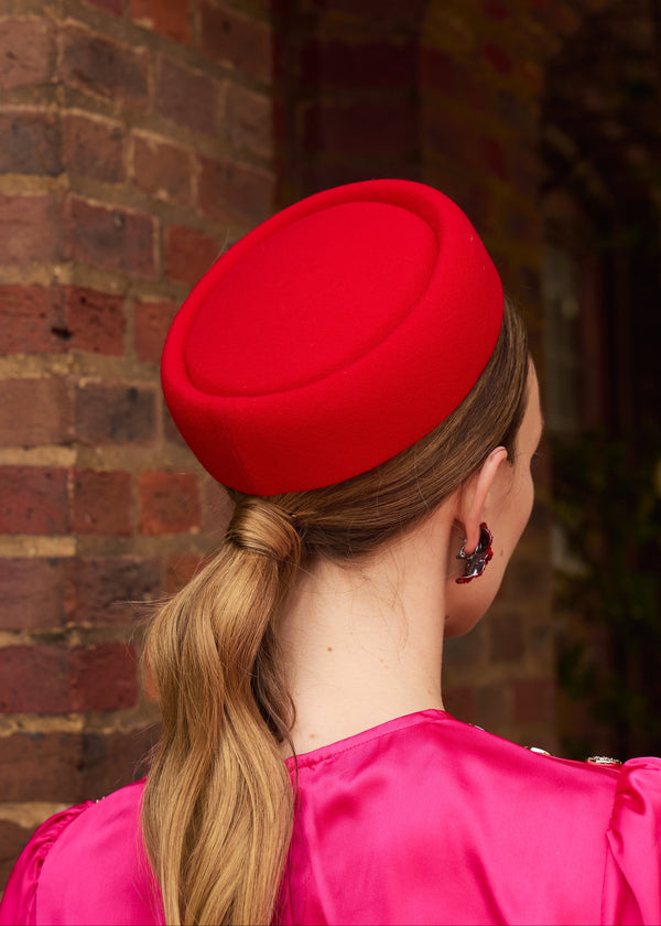 Ilithyia Tailored Pillbox Hat in Crepe Jane Taylor London