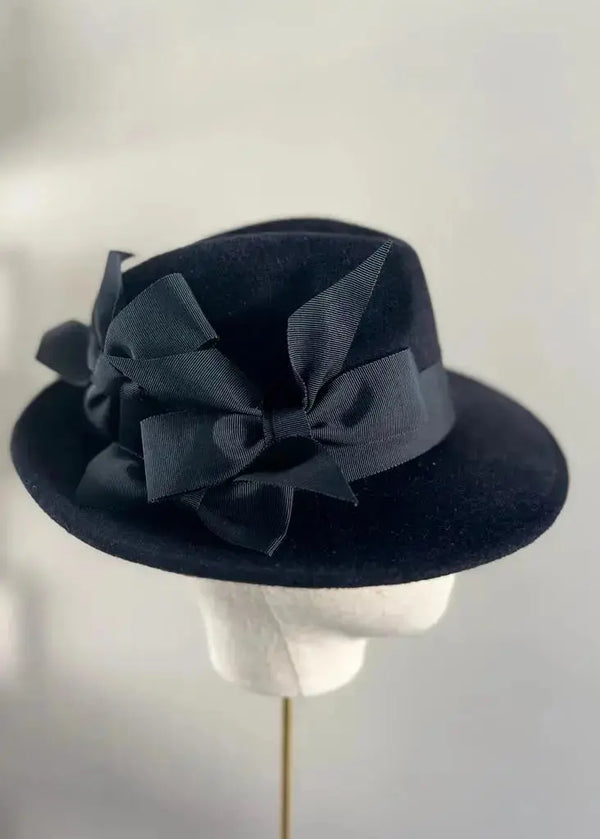 Ishtar Trilby Hat in Felt with Bows (Copy) Jane Taylor London