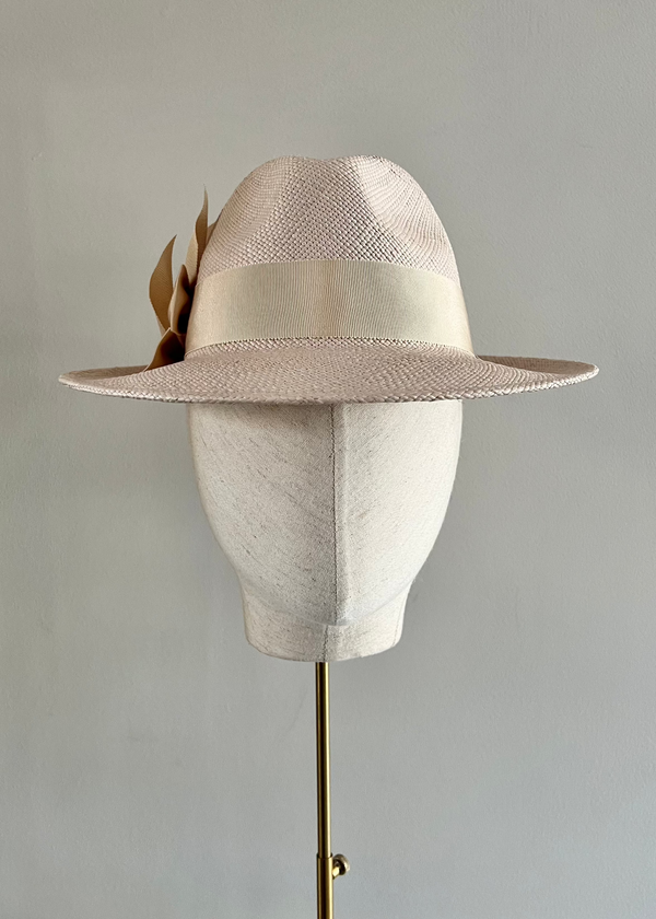 Ishtar Trilby Hat in Straw with Bows in Pink (Copy) Jane Taylor London