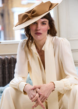 Hera Hat in Straw with Satin Bow in String