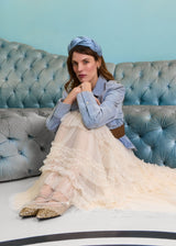 Diana Plaited Satin Headband in Blue