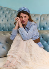 Diana Plaited Satin Headband in Blue