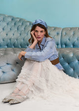 Diana Plaited Satin Headband in Blue