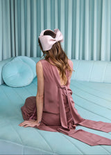 Bow Band in Satin with Pearl Clusters in Pink