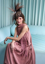 The Iro Hat in Lace with Crystal and Feather Detailing