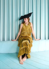 Tyche Hat in Sinamay with Organza Bow in Black