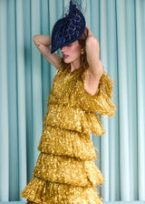 Mena Hat in Sinamay with Feathers and Veiling in Navy