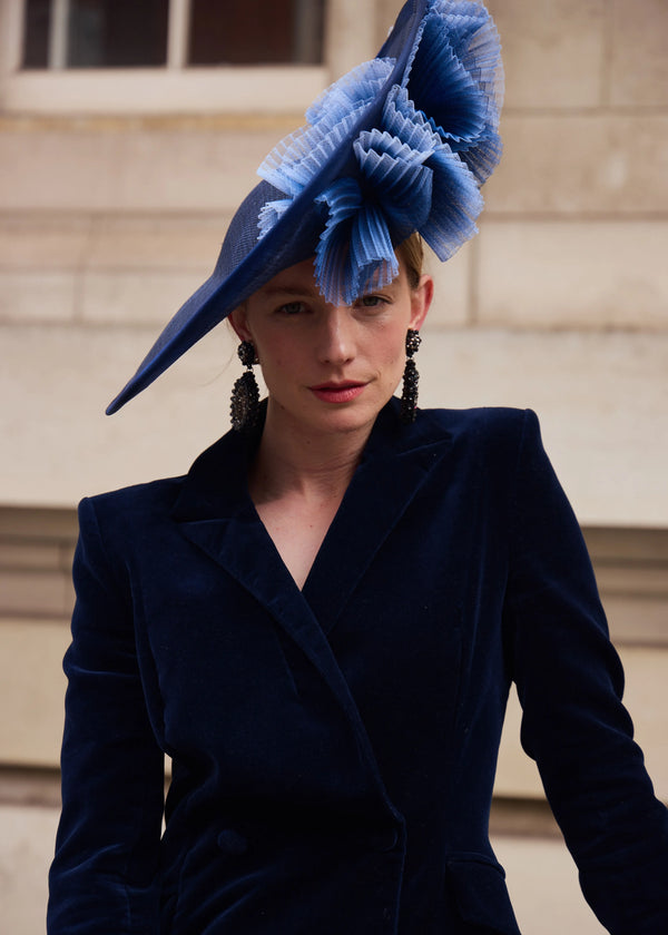 Kyra Hat with Pleated Crin in Navy Jane Taylor London