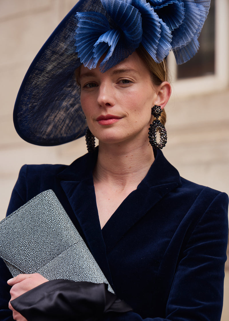 Kyra Hat with Pleated Crin in Navy Jane Taylor London