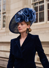 Kyra Hat with Pleated Crin in Navy Jane Taylor London