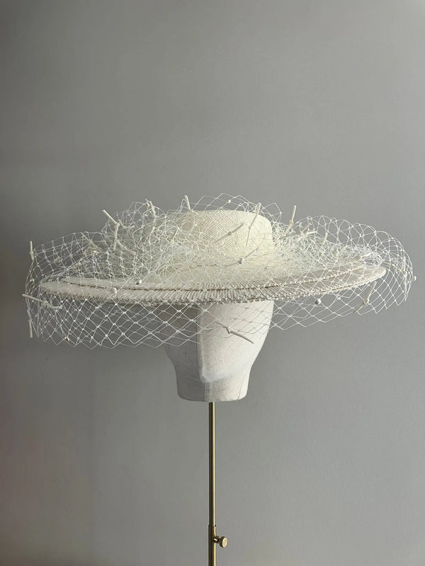 Large Brim Boater with 1950's Vintage Straw Jane Taylor London