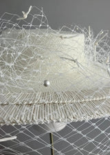 Large Brim Boater with 1950's Vintage Straw in Ivory Jane Taylor London