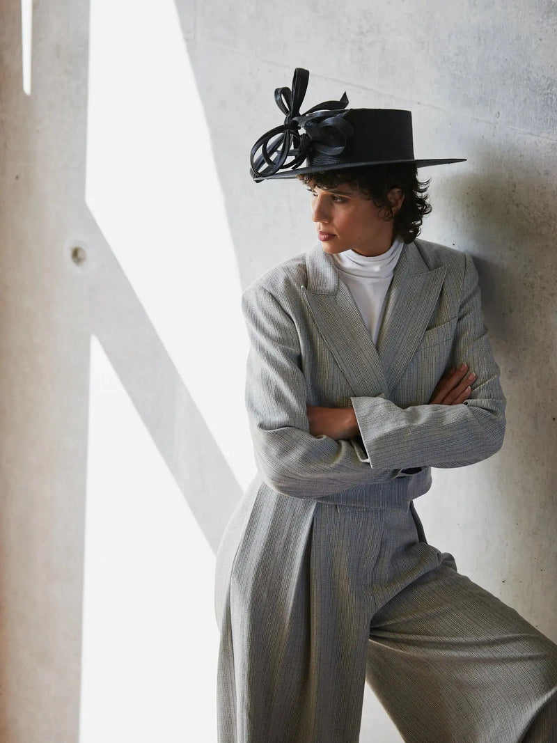 Lucina boater with Buntal Jane Taylor Design