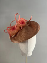 Maia in Fine Straw with Vintage Roses - Brown and Orange Jane Taylor London