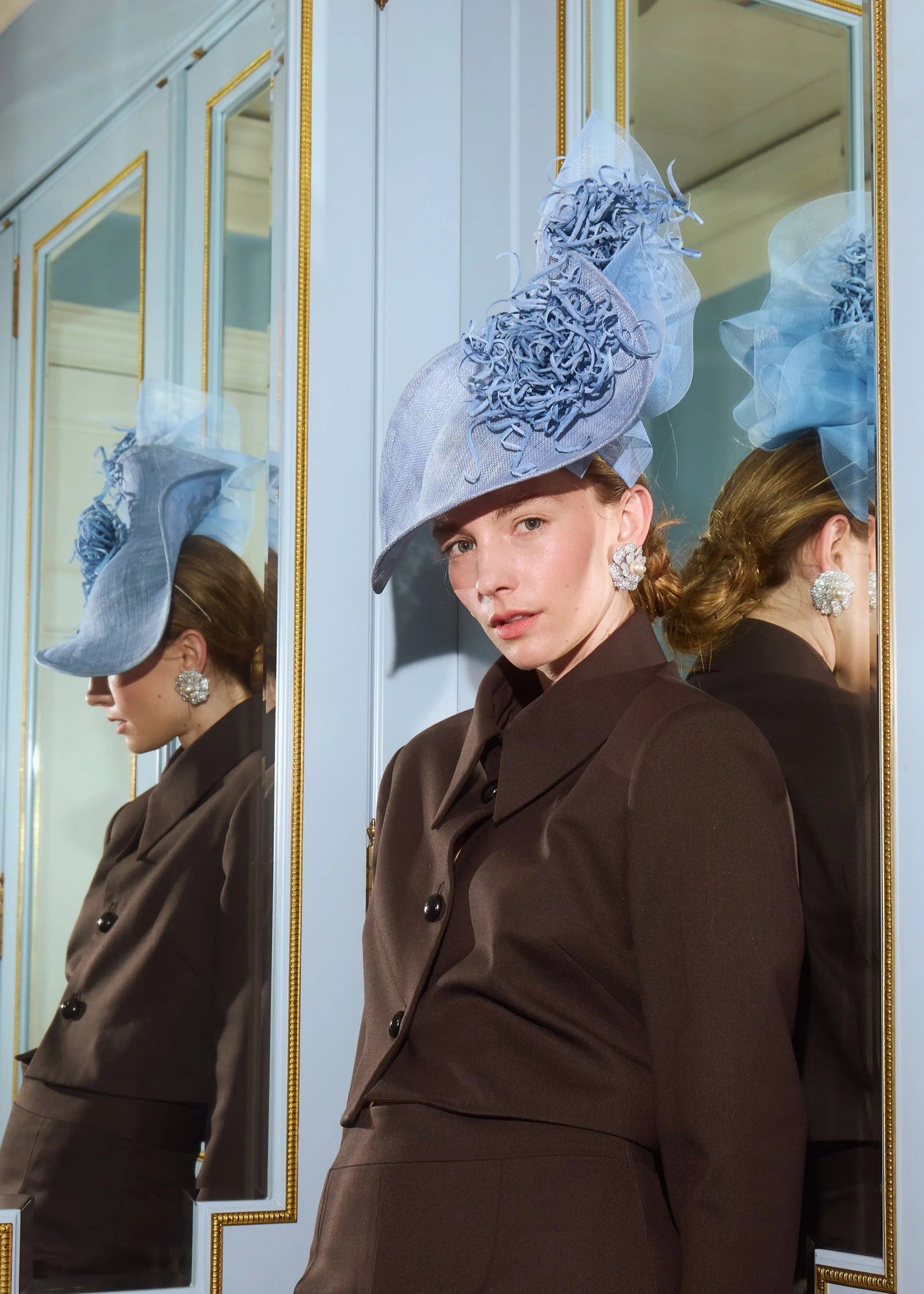 Mena Hat in Sinamay with Chrysanthemums - Jane Taylor London