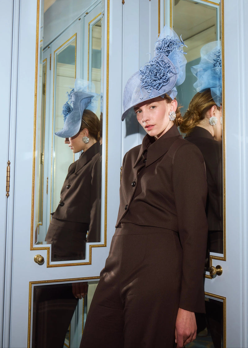 Mena Hat in Sinamay with Chrysanthemums Jane Taylor London