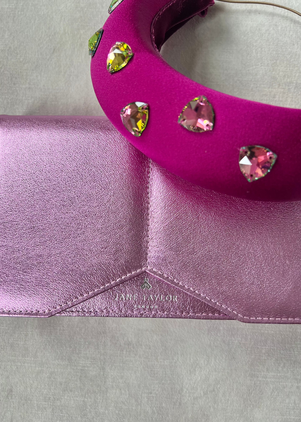 Metallic Bubble Gum Leather Clutch Jane Taylor London
