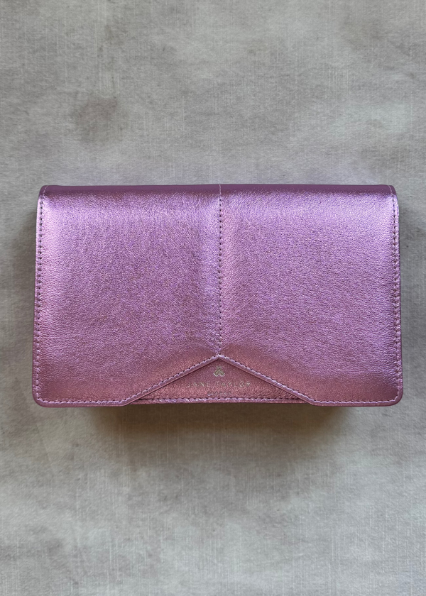 Metallic Bubble Gum Leather Clutch Jane Taylor London