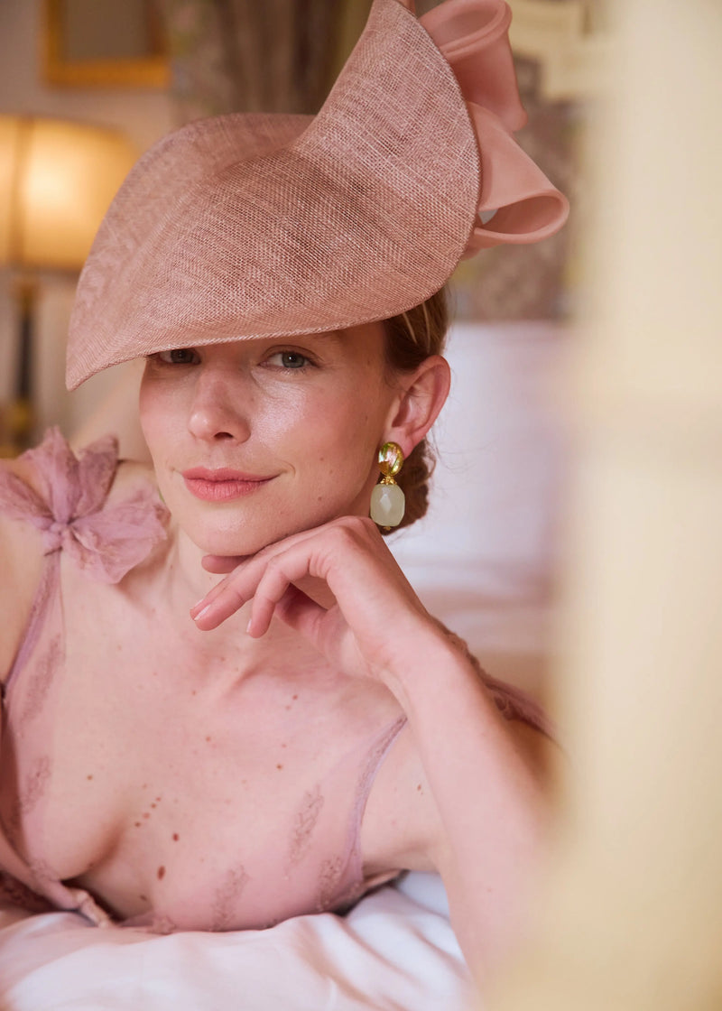 Mini Mena Hat with Organza Wave in Pink Jane Taylor London