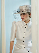 Nixi Boater in Straw with Veil Jane Taylor London