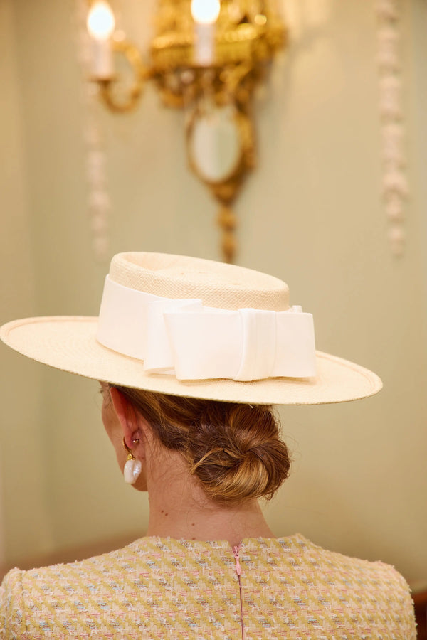 Nixi Boater with Satin Bow Jane Taylor London
