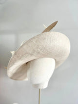 Oval Brimmed with Buntal and Feathers - Nude Tones Jane Taylor London