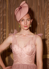 Persephone Hat with Crepe Bow in Rose Jane Taylor London