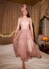 Persephone Hat with Crepe Bow in Rose Jane Taylor London