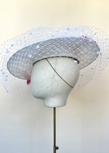 Pomona Hat in Sinamay with Veiling and Flowers Jane Taylor London