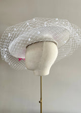 Pomona Hat in Sinamay with Veiling and Flowers Jane Taylor London