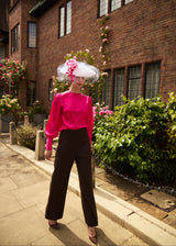 Pomona Hat in Sinamay with Veiling and Flowers Jane Taylor London