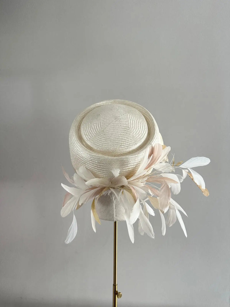 Roma Pillbox with Feathers - Ivory Jane Taylor London