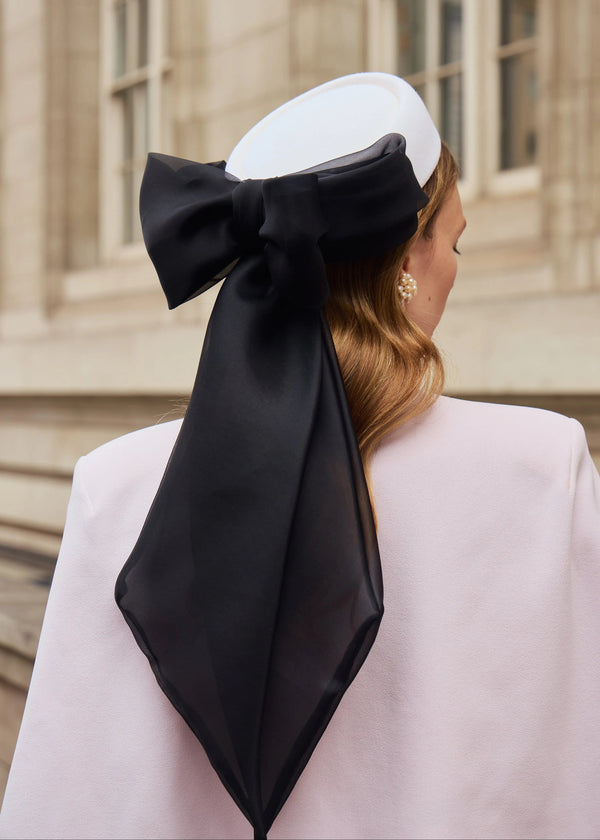 Roma Tailored Pillbox with Organza Bow Jane Taylor London