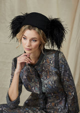 Laverna Pillbox with Feathers in Black