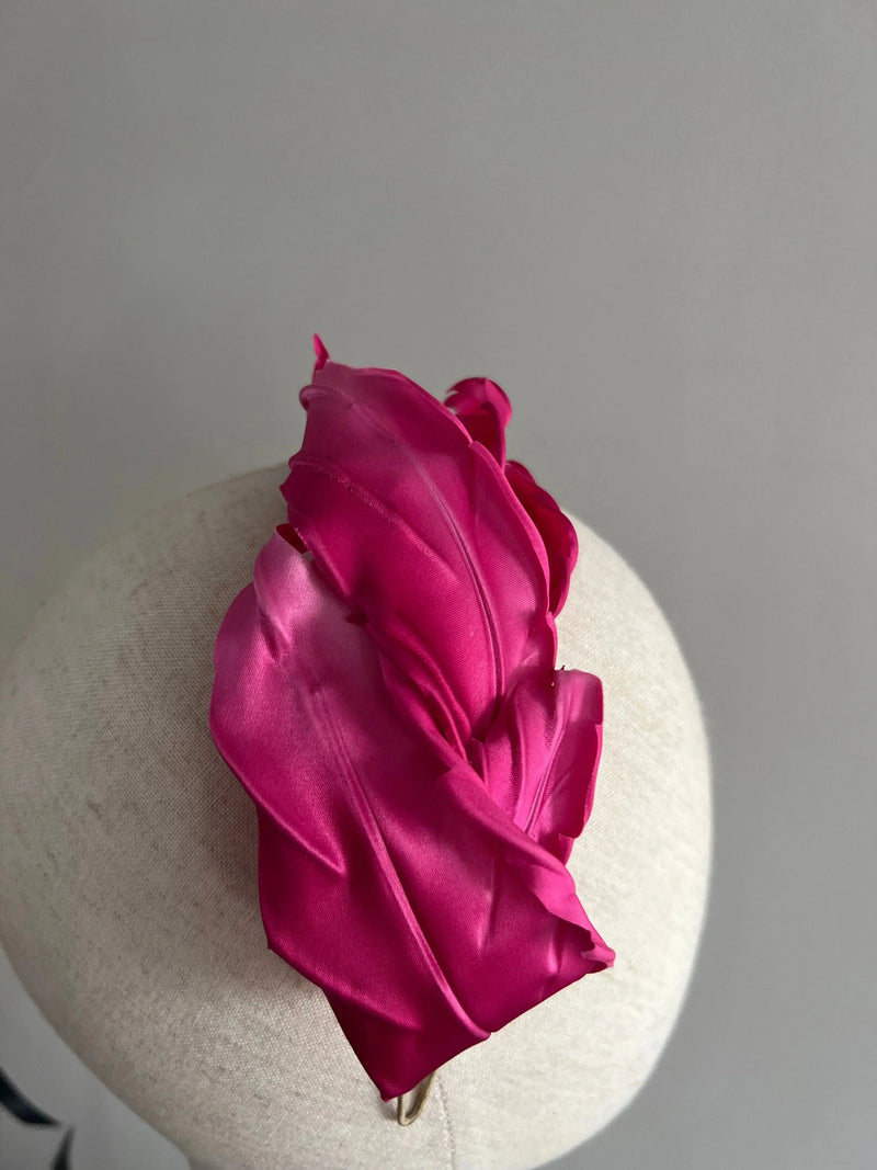 Satin Feather Headband - Hot Pink Jane Taylor London