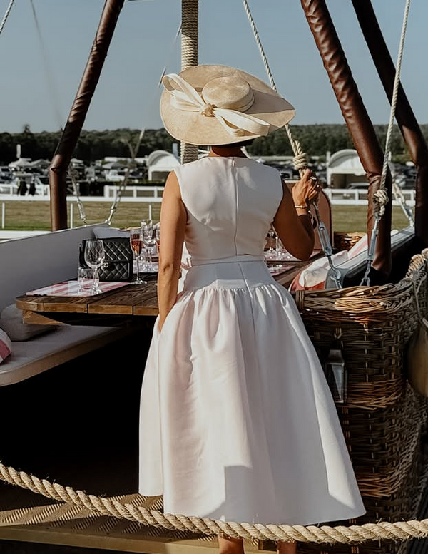 Fortuna Boater in Straw with Bow in Natural