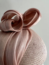 Small Round Cocktail Hat with Silk Abaca - Nude Jane Taylor London