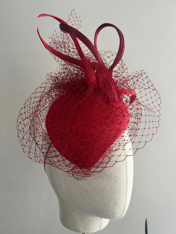 Tear Shaped Cocktail Hat - Red Jane Taylor London