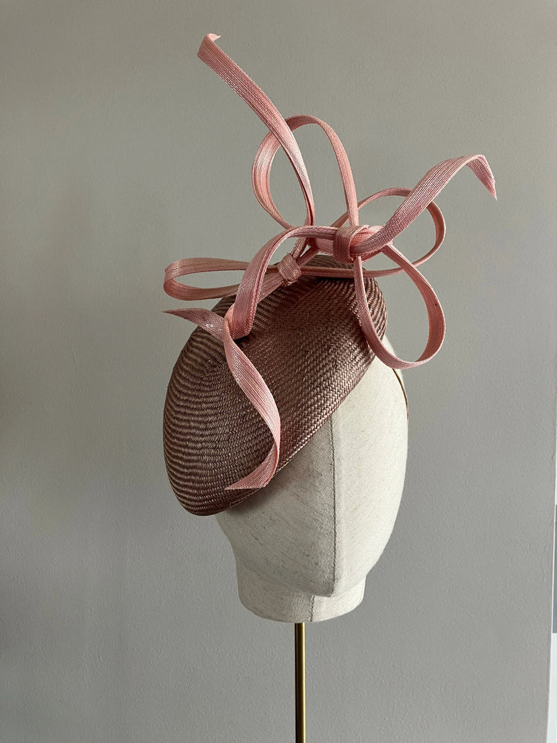 Tear Shaped Cocktail Hat with Pink Buntal Twists Jane Taylor London