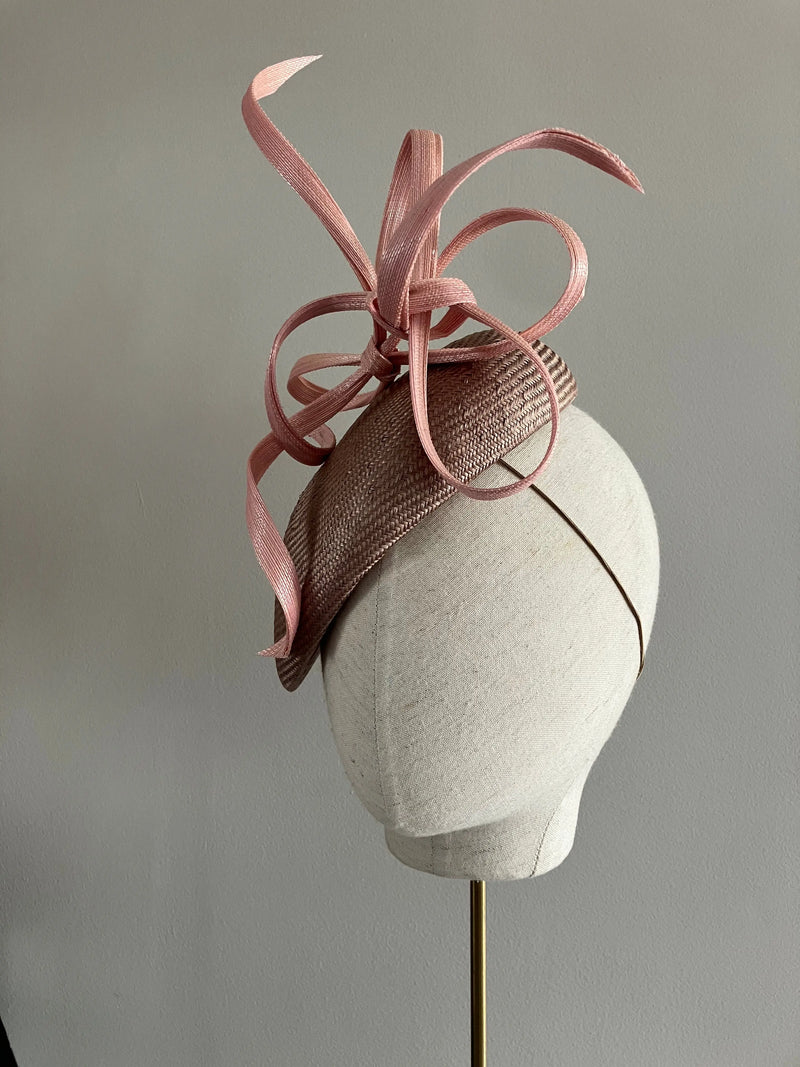 Tear Shaped Cocktail Hat with Pink Buntal Twists Jane Taylor London