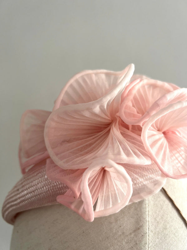 Teardrop Cocktail Hat with Pleated Organza - Pink Jane Taylor London