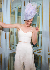 Teardrop Hat with Feathers in Lilac Jane Taylor London
