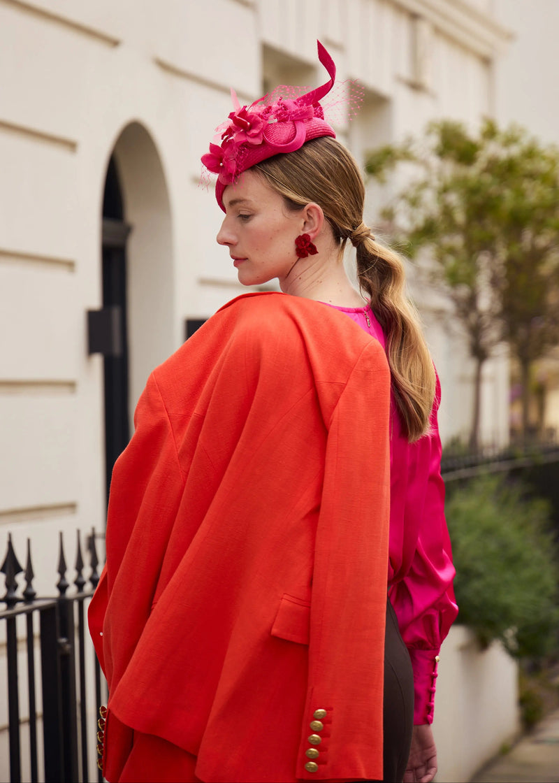 Teardrop Hat with Flowers, Buntal and Veiling Jane Taylor London