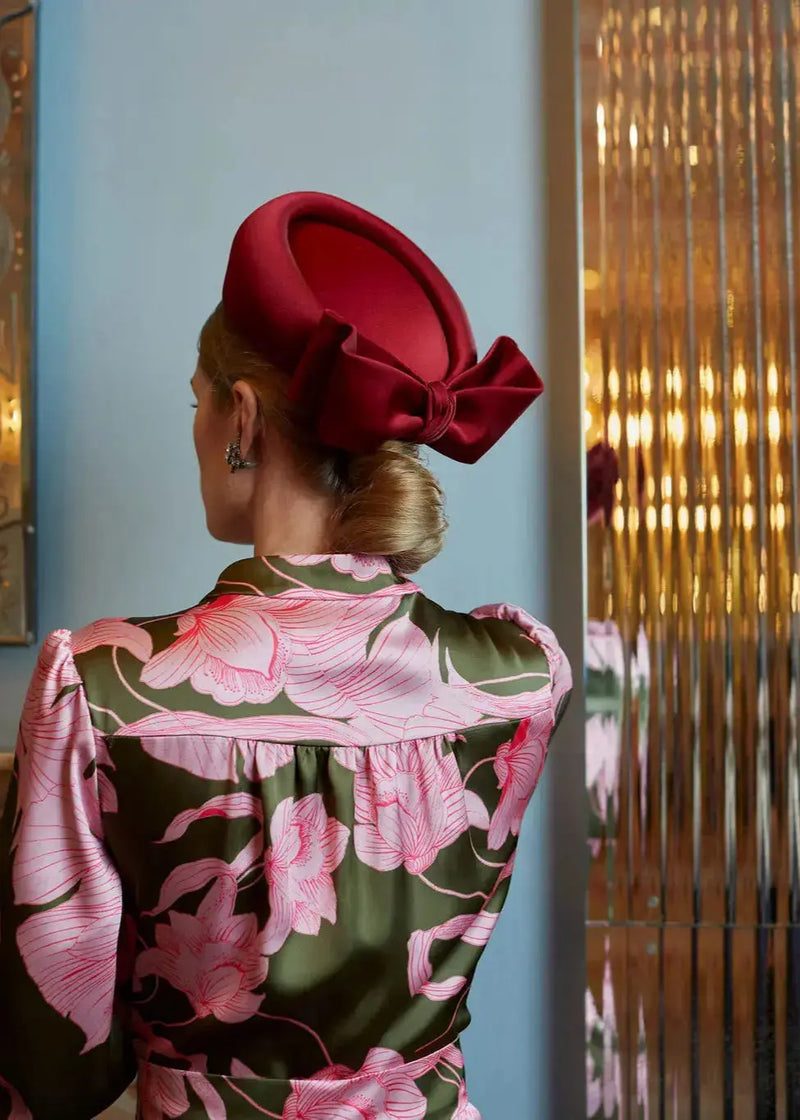 The Halo Pillbox in Satin with Crushed Bow (Copy) Jane Taylor London