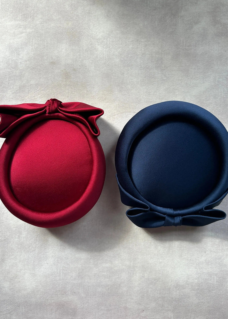 The Halo Pillbox in Satin with Crushed Bow (Copy) Jane Taylor London