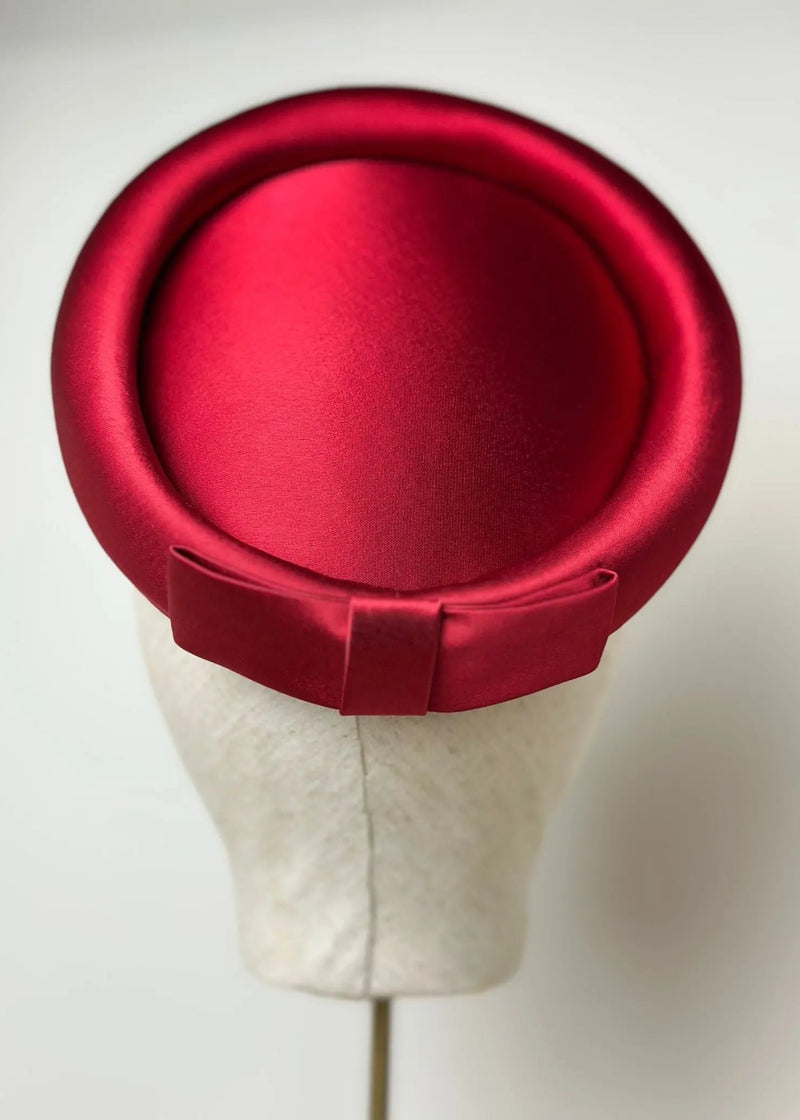 The Halo® Pillbox in Satin with Tailored Bow in Red Jane Taylor London