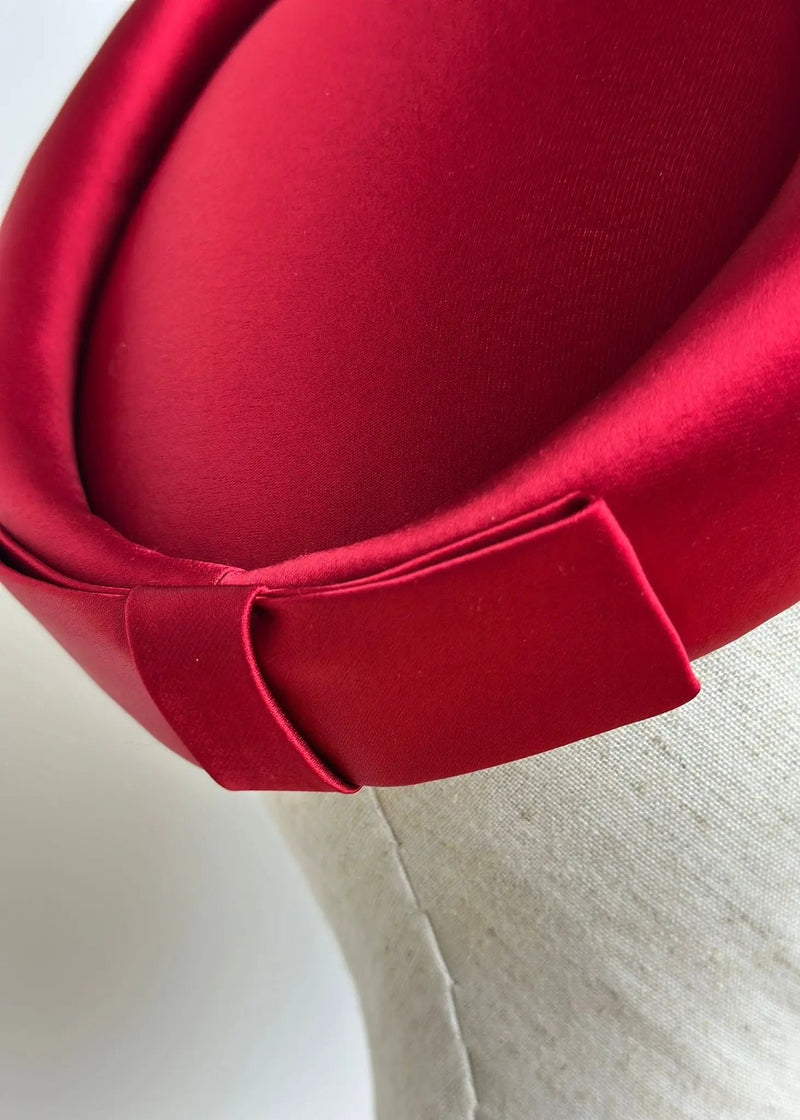 The Halo® Pillbox in Satin with Tailored Bow in Red Jane Taylor London