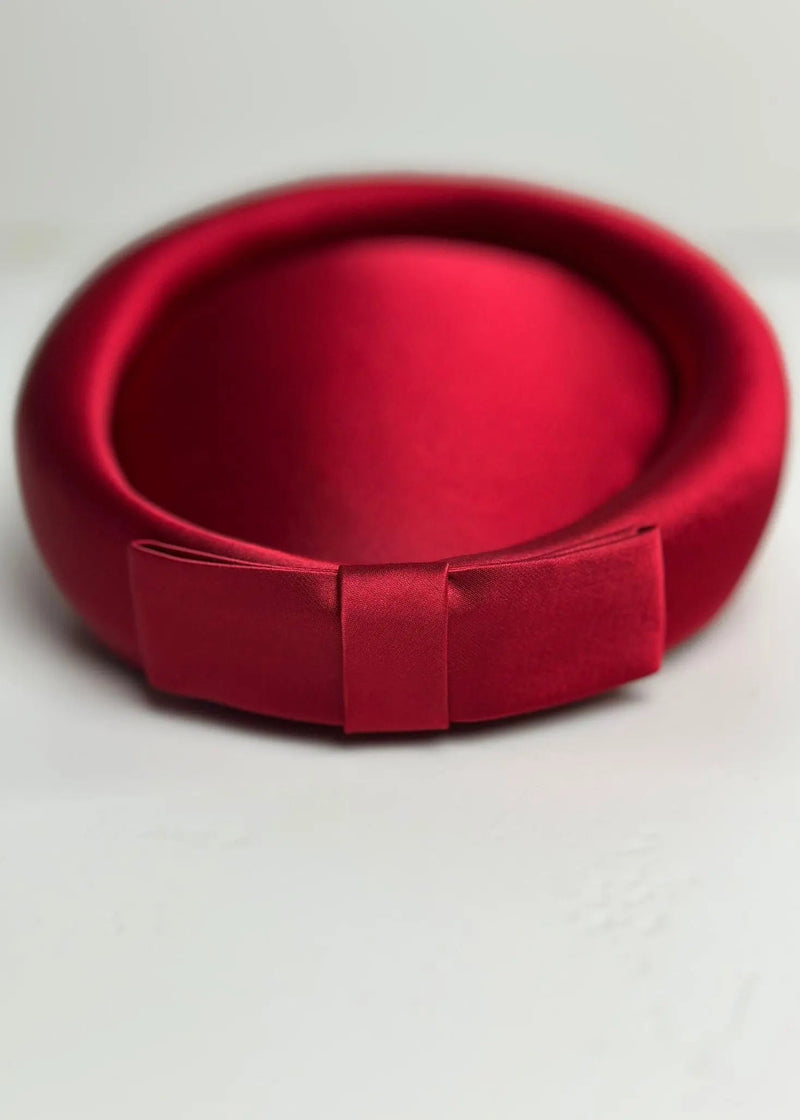 The Halo® Pillbox in Satin with Tailored Bow in Red Jane Taylor London